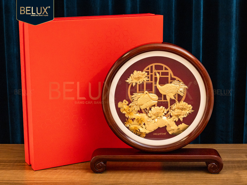 Tranh Tùng Hạc Trường Thọ dát vàng 24k – Lời chúc phúc viên mãn cho người bạn trân quý